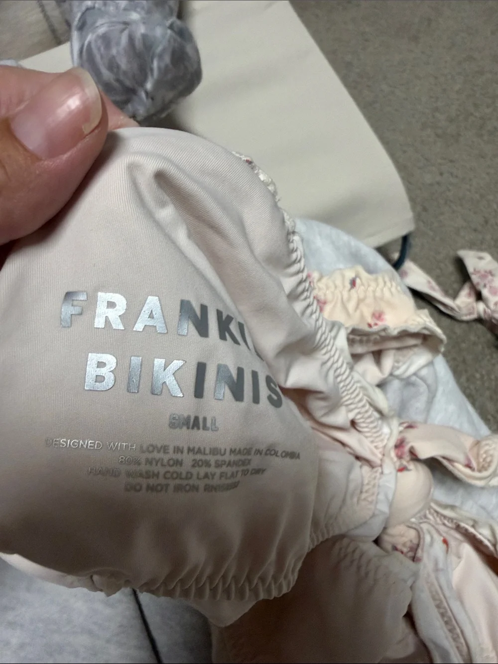 Frankie's Bikinis Light Pink Floral Tie-Side Bandeau Set